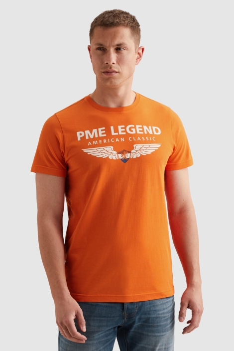 PME legend oranje heren t-shirt | Model vooraanzicht