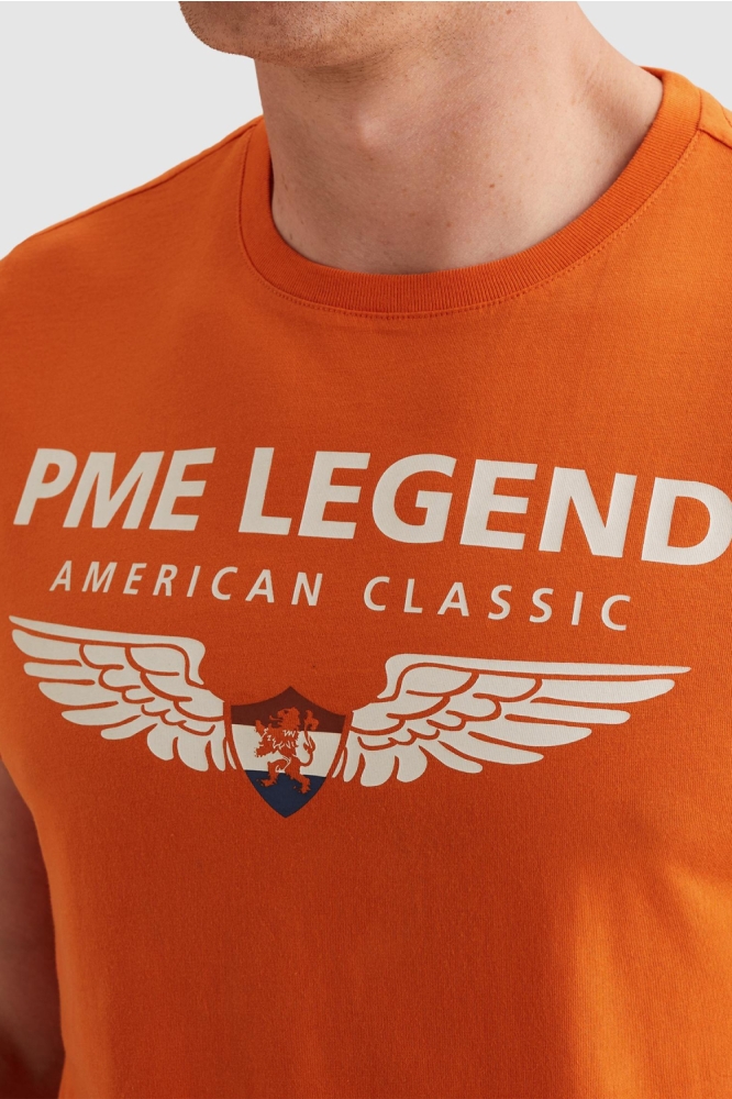 PME legend oranje heren t-shirt | Close up
