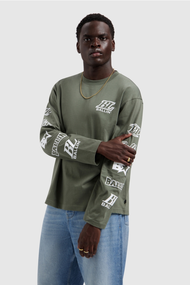 Ballin groene heren t-shirt | Model vooraanzicht