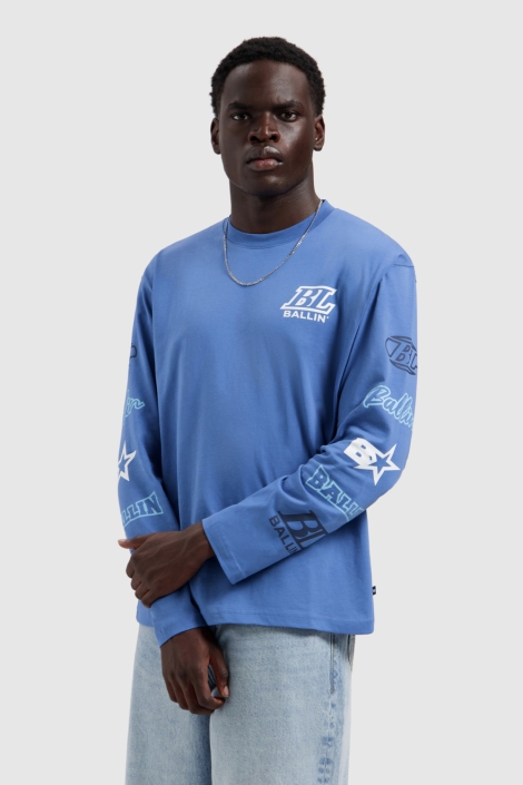 Ballin blauwe heren t-shirt | Model vooraanzicht