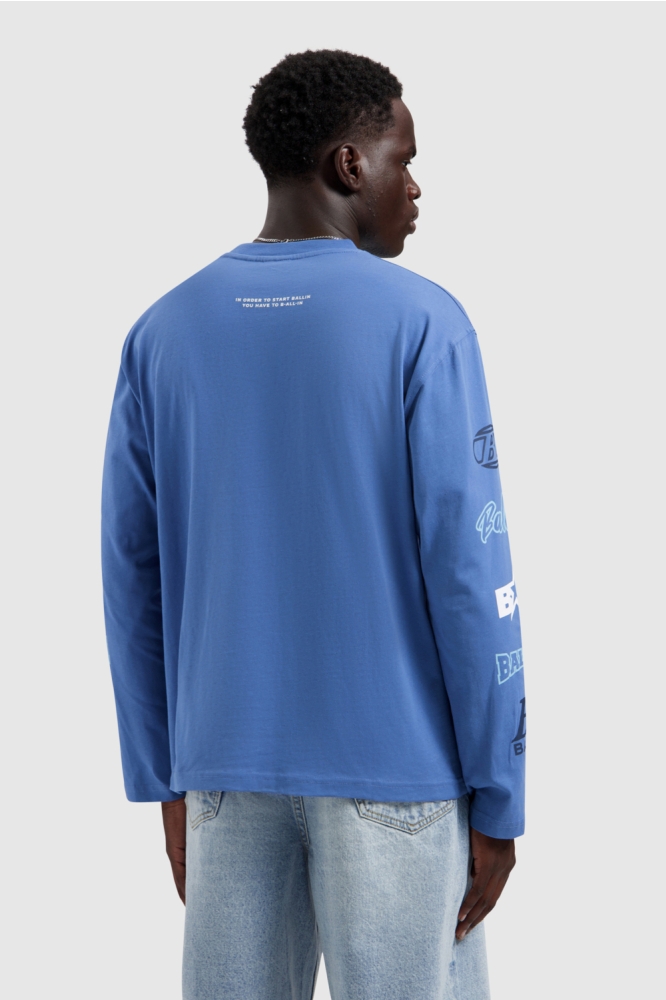 Ballin blauwe heren t-shirt | Model achteraanzicht