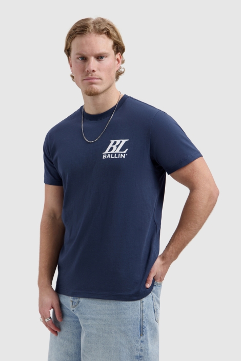 Ballin blauwe heren t-shirt | Model vooraanzicht