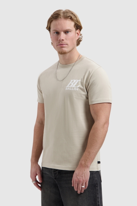Ballin taupe heren t-shirt | Model vooraanzicht