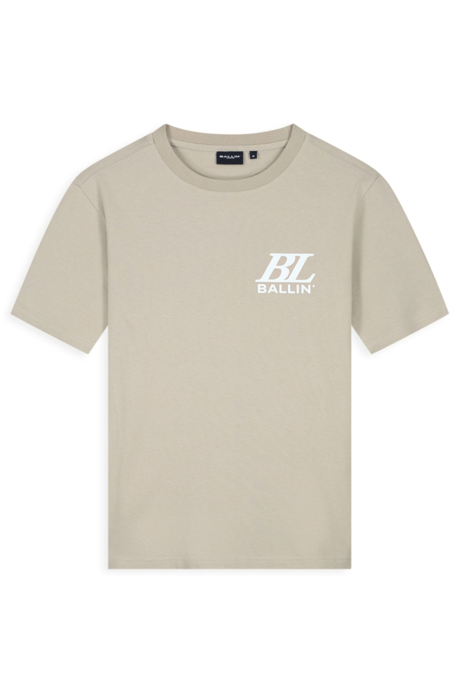 Ballin taupe heren t-shirt | Vooraanzicht