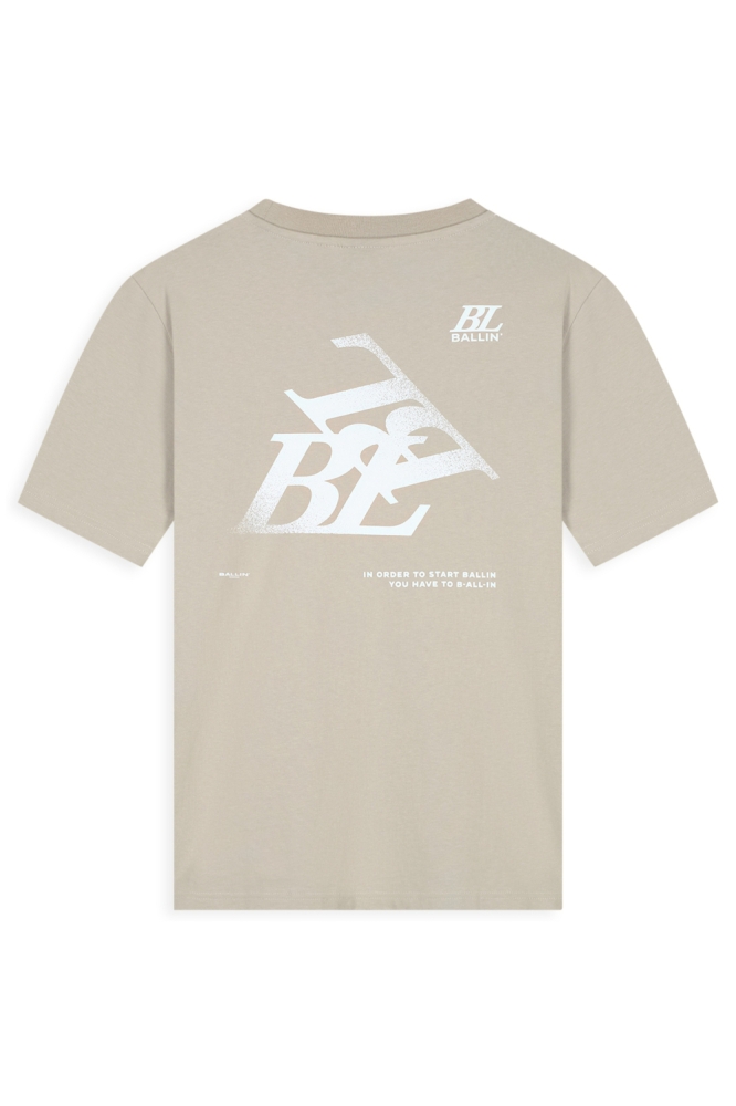 Ballin taupe heren t-shirt | Achteraanzicht