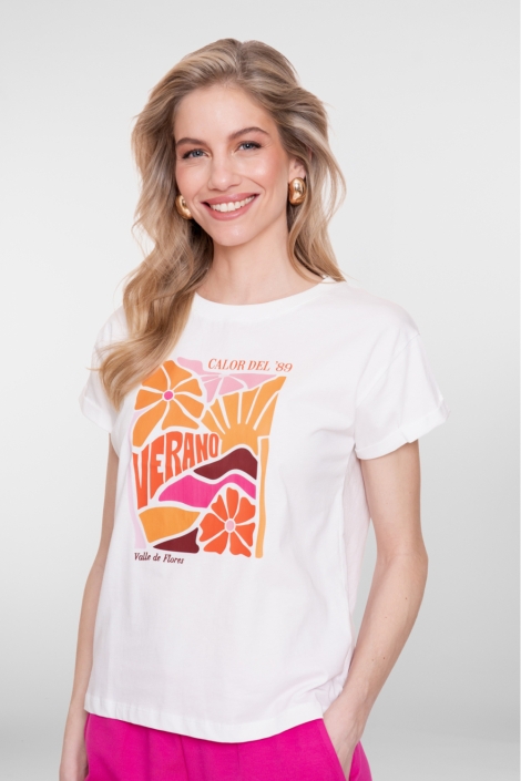 Geisha witte dames t-shirt | Model vooraanzicht