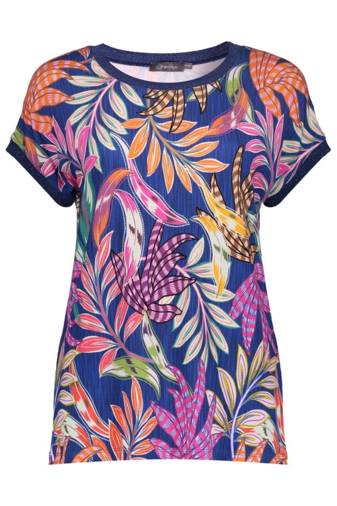 Geisha blauwe dames t-shirt | Vooraanzicht