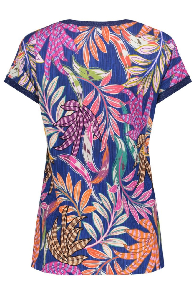 Geisha blauwe dames t-shirt | Achteraanzicht