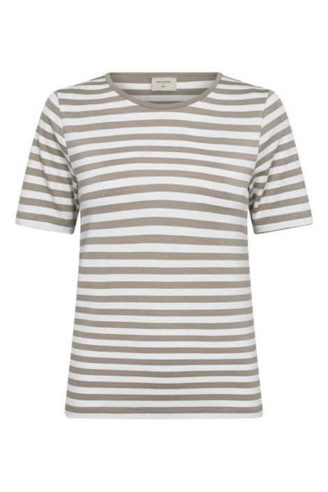 Freequent taupe dames t-shirt | Vooraanzicht
