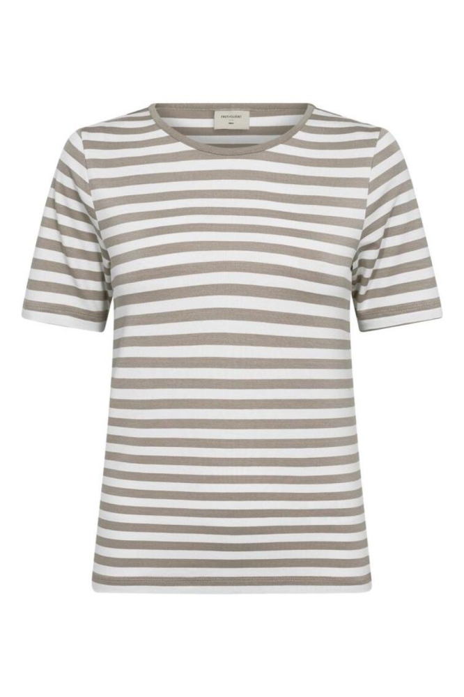 Freequent taupe dames t-shirt | Vooraanzicht