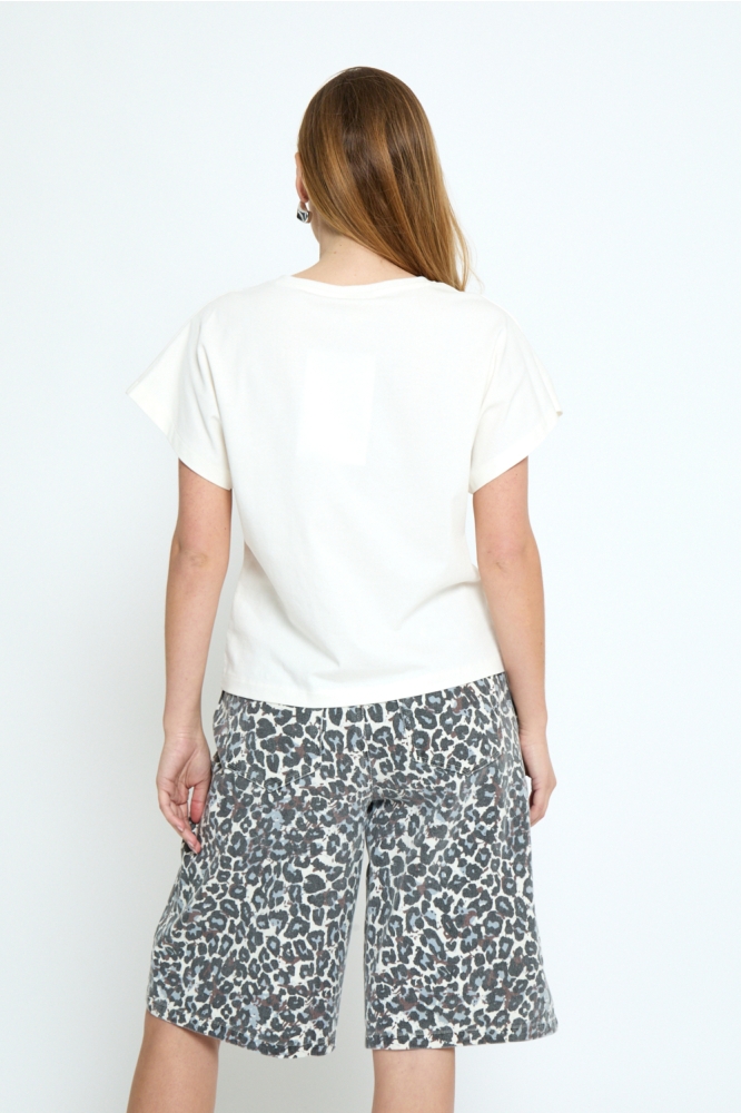 Peppercorn ecru dames t-shirt | Model achteraanzicht