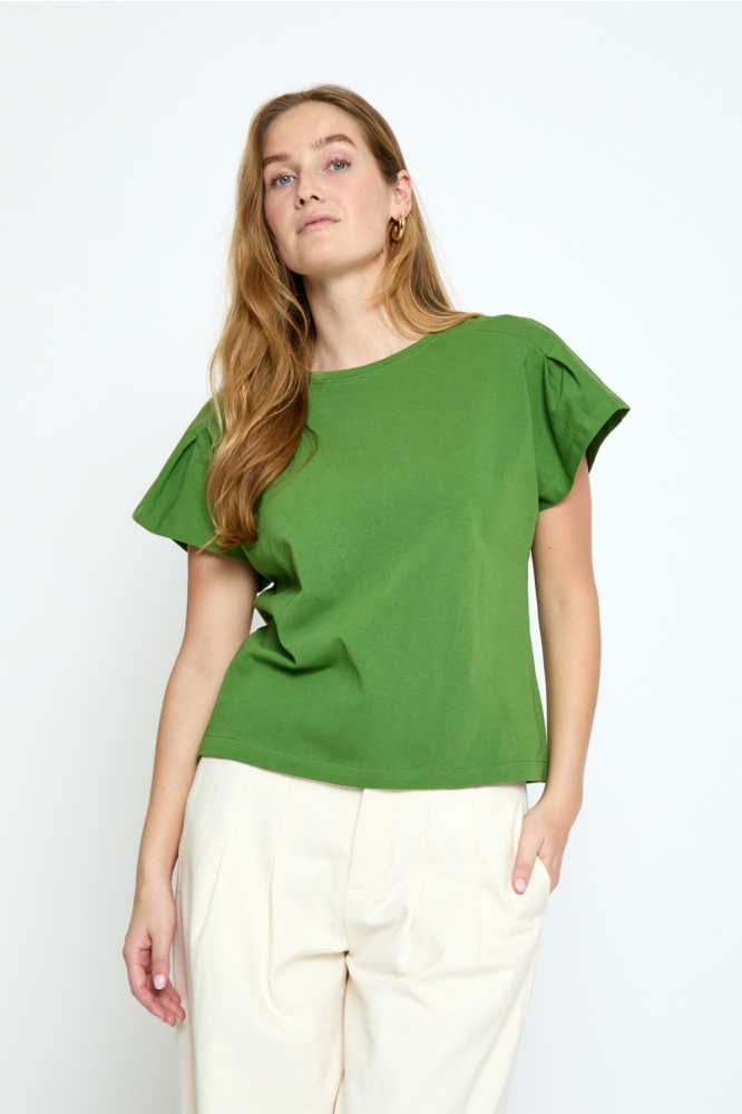 Peppercorn groene dames t-shirt | Model vooraanzicht