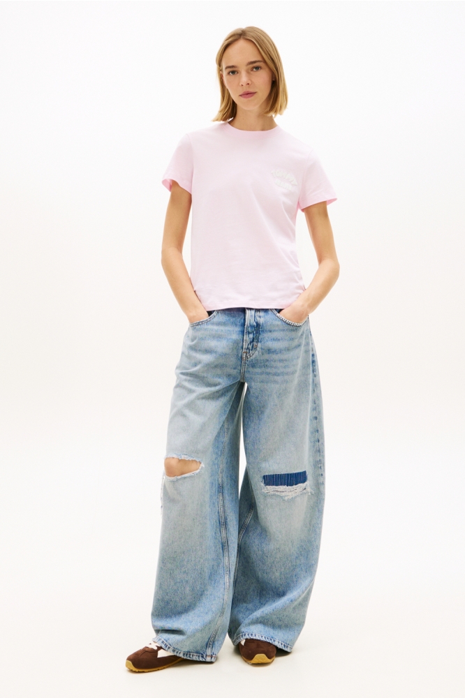 Tommy Jeans roze dames t-shirt | Model