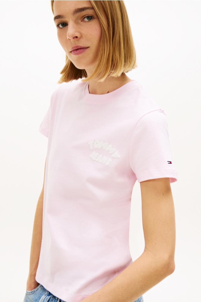 Tommy Jeans roze dames t-shirt | Close up