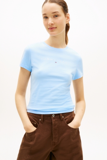 Tommy Jeans tjw slim linear tee ext Blauw