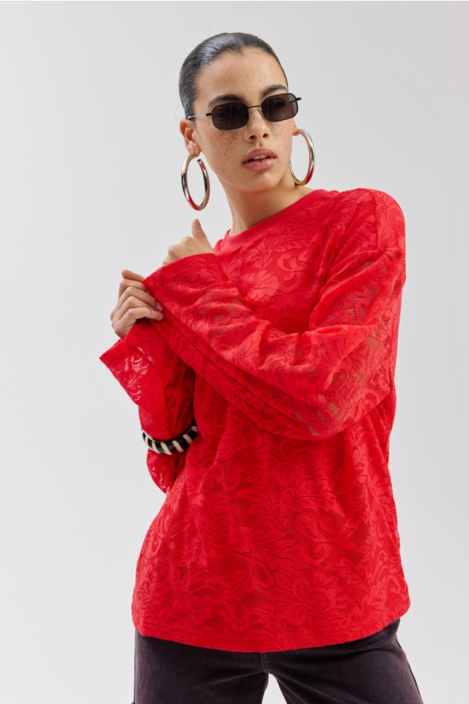 Harper & Yve rode dames t-shirt | Model vooraanzicht