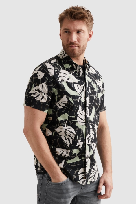 PME legend blauwe heren overhemd | Model zijaanzicht