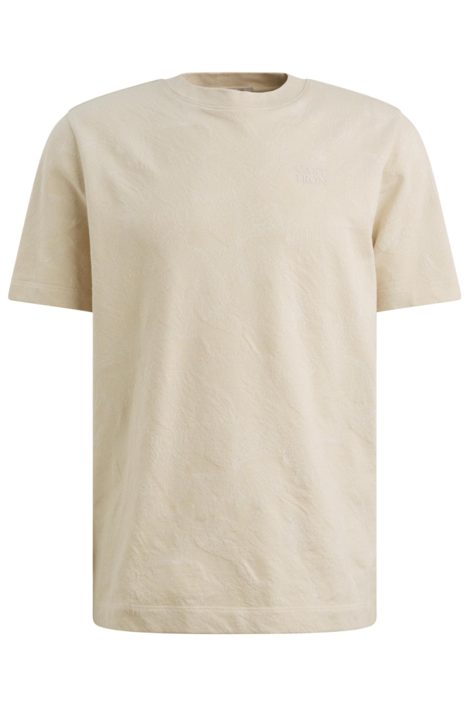 Cast Iron beige heren t-shirt | Vooraanzicht