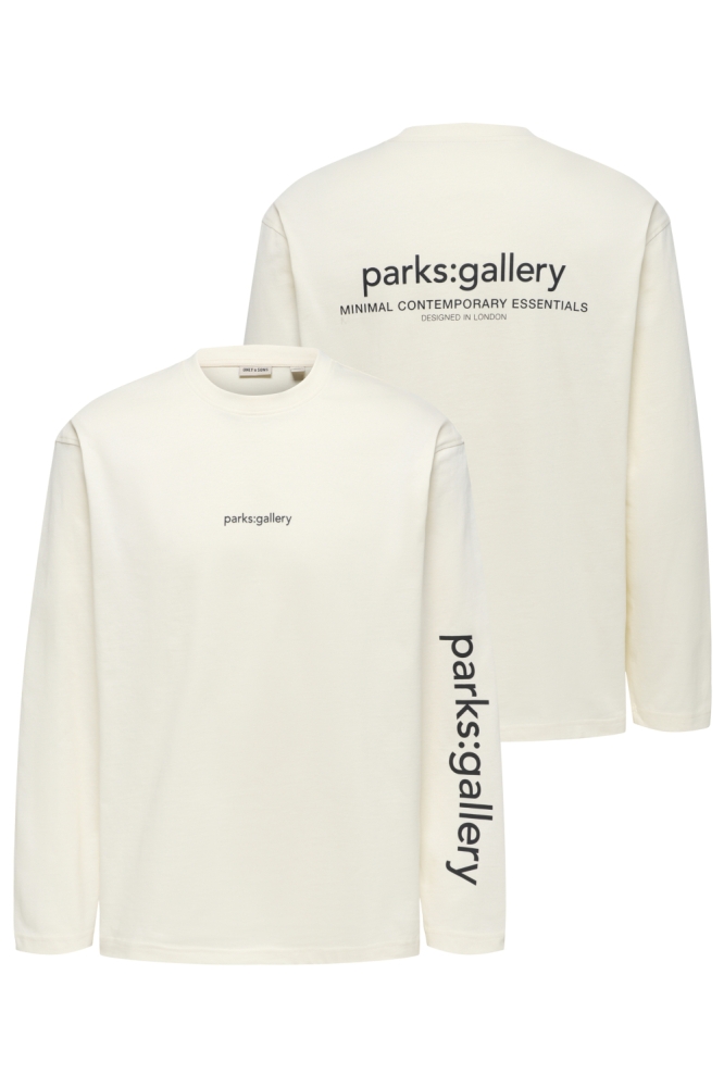 Only & Sons beige heren t-shirt | Vooraanzicht