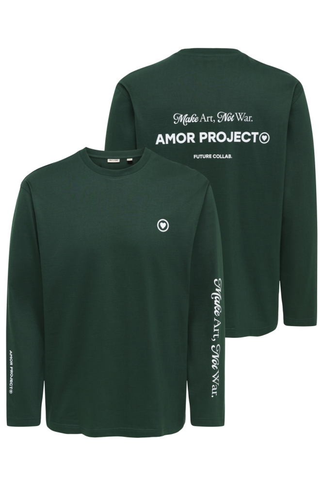 Only & Sons groene heren t-shirt | Vooraanzicht