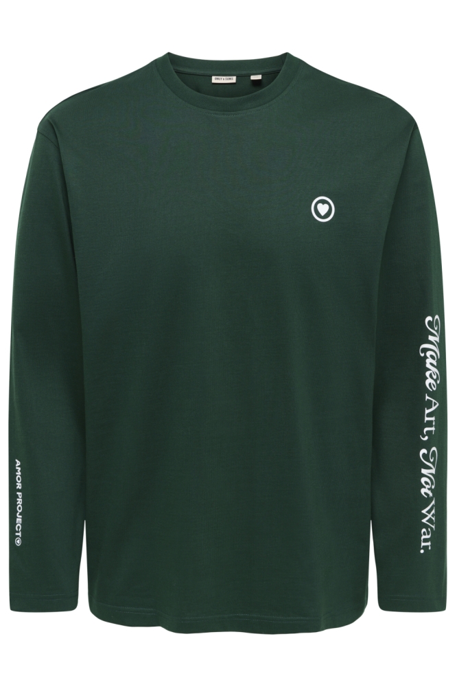 Only & Sons groene heren t-shirt | Vooraanzicht