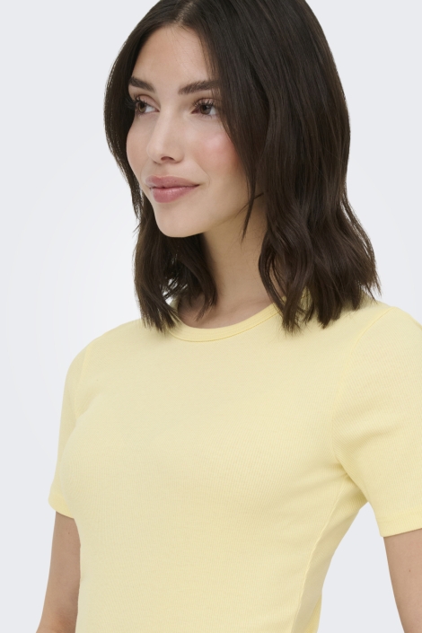 Jacqueline de Yong gele dames t-shirt | Close up