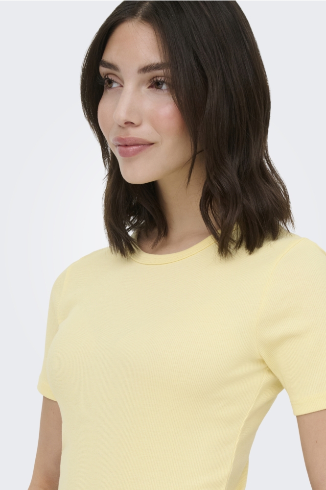 Jacqueline de Yong gele dames t-shirt | Close up