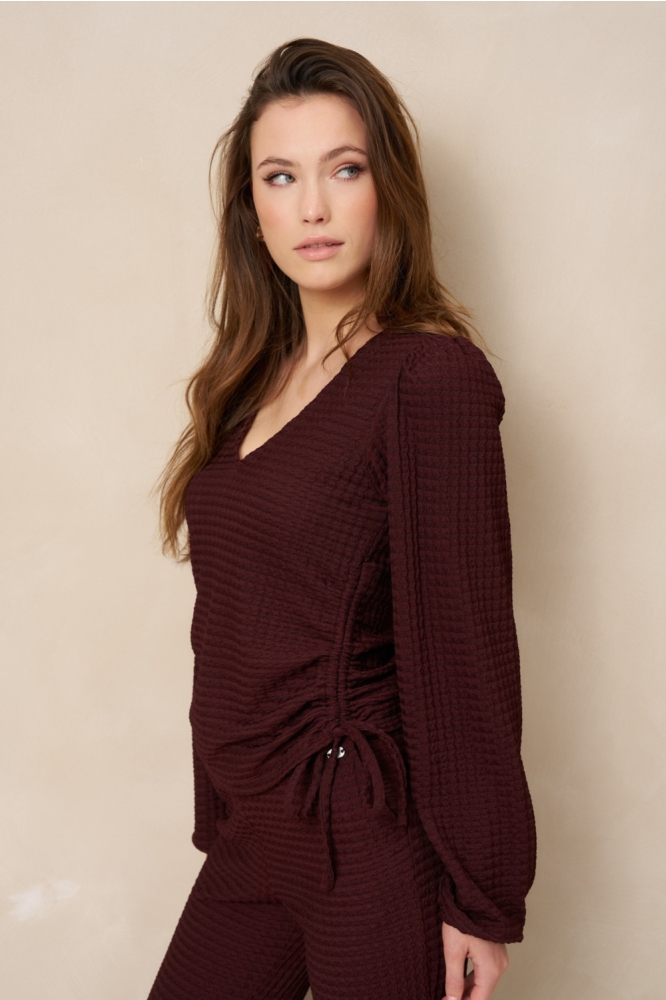 Lofty Manner bruine dames top | Model vooraanzicht