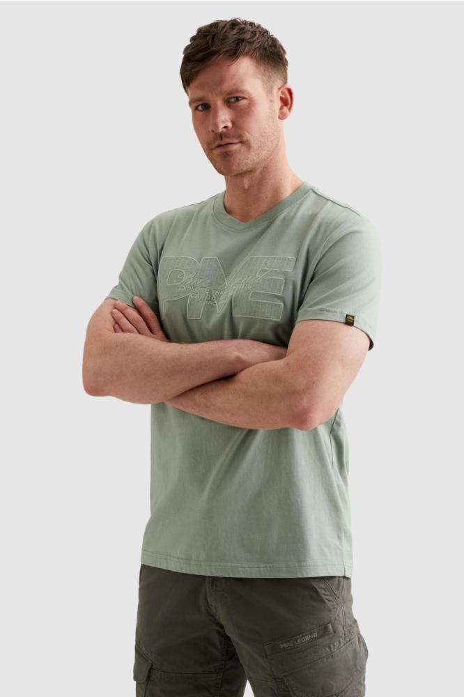 PME legend groene heren t-shirt | Model zijaanzicht