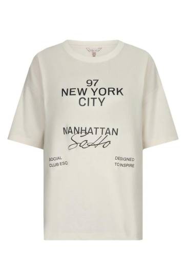 EsQualo T-shirt T SHIRT SOHO W26 05711 921 vanilla / coffee