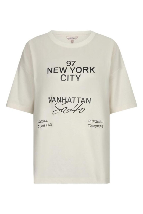 EsQualo beige dames t-shirt | Vooraanzicht