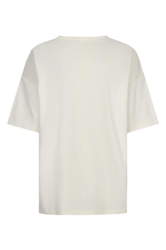 EsQualo beige dames t-shirt | Achteraanzicht
