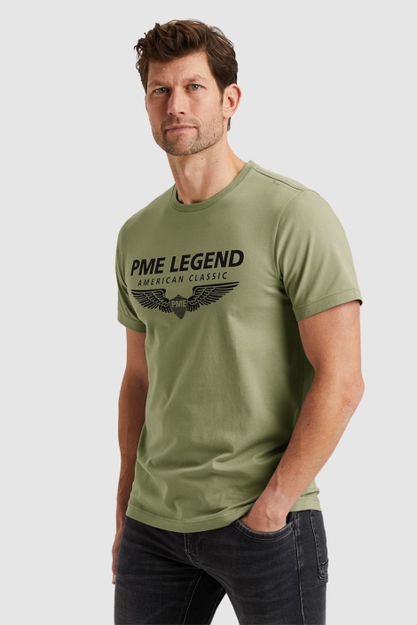 PME legend groene heren t-shirt | Model zijaanzicht