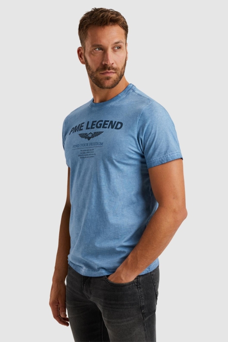 PME legend blauwe heren t-shirt | Model zijaanzicht