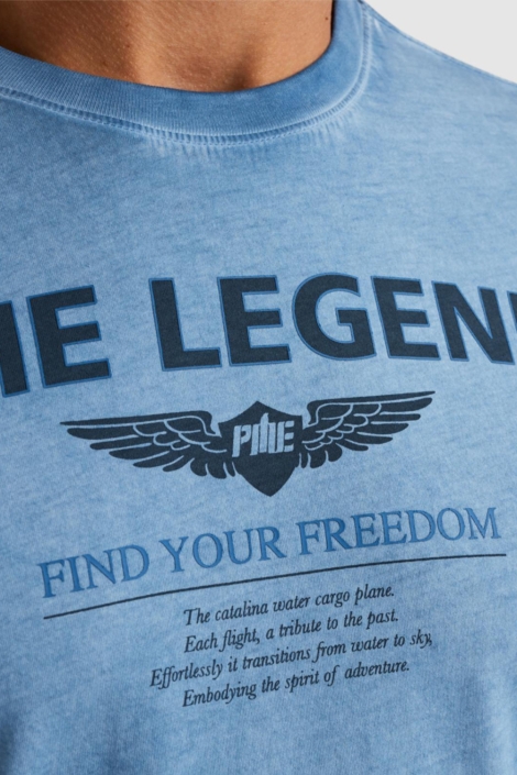 PME legend blauwe heren t-shirt | Close up
