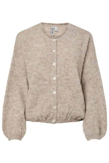 Pieces pcallie ls o-neck knit cardigan mwa Beige