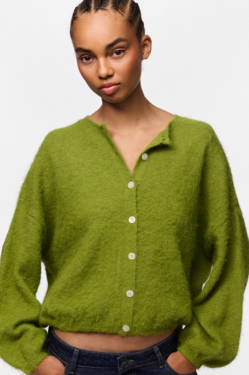 Pieces pcallie ls o-neck knit cardigan mwa Groen