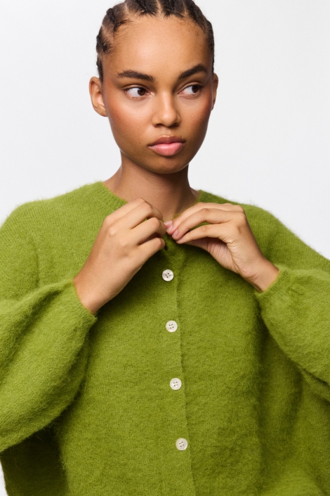 Pieces groene dames vest | Close up