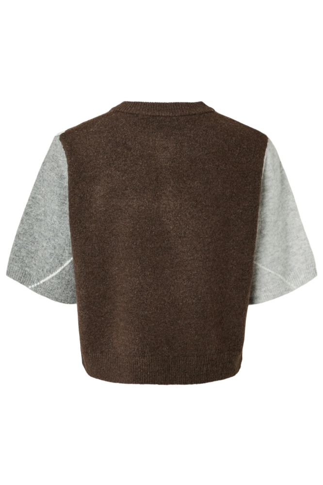 Pieces bruine dames vest | Achteraanzicht