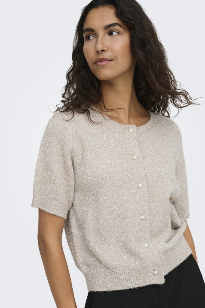Jacqueline de Yong beige dames vest | Model vooraanzicht