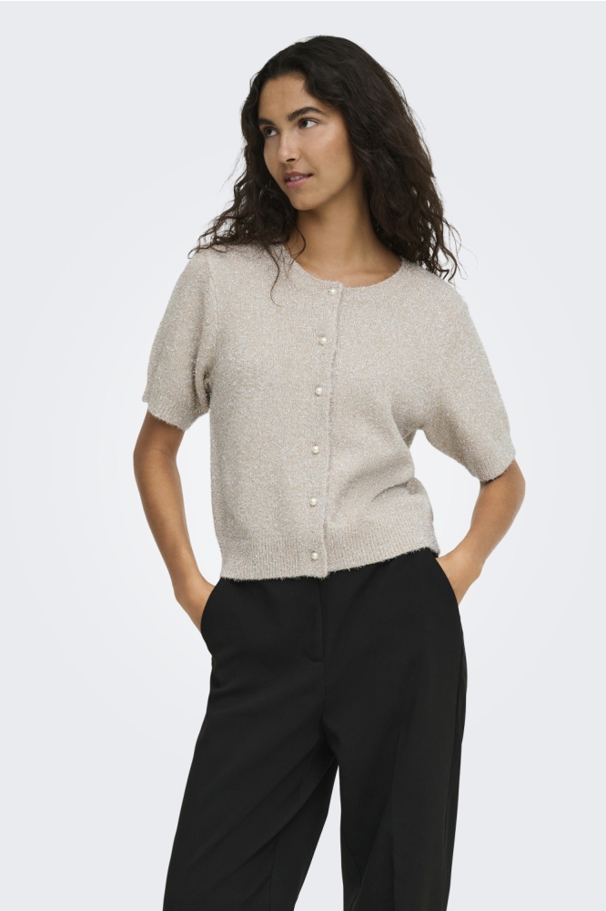 Jacqueline de Yong beige dames vest | Model vooraanzicht