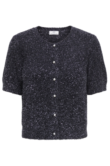 Jacqueline de Yong Vest JDYNADINE S/S GLITTER CARDIGAN KNT 15382915 Black/W. SILVER LUREX