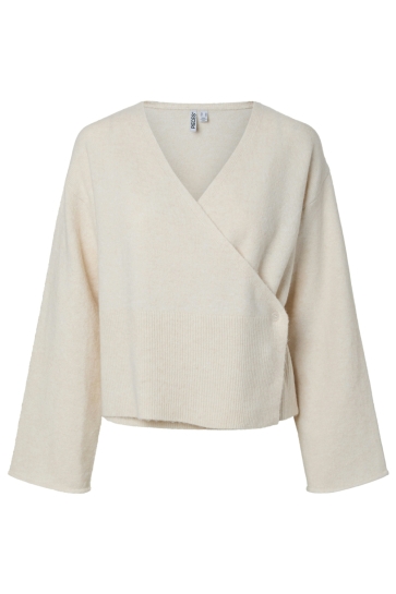 Pieces pcsilly ls wrap knit cardigan bc Beige