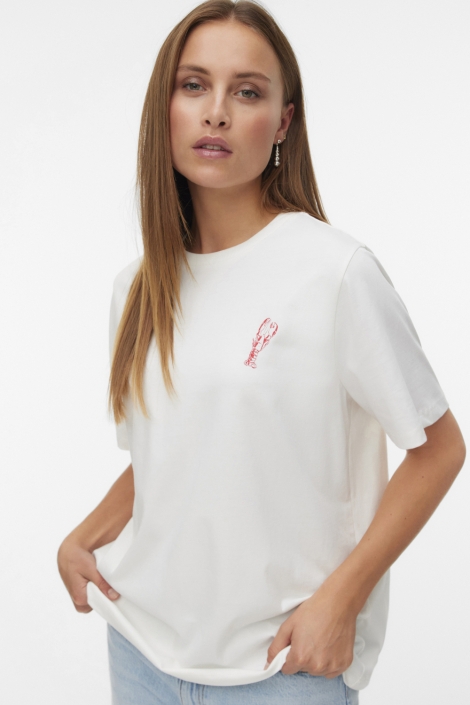 Vero Moda witte dames t-shirt | Model vooraanzicht
