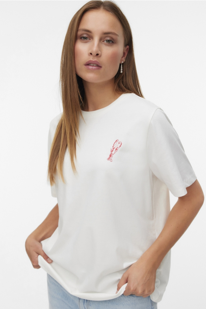 Vero Moda witte dames t-shirt | Model vooraanzicht