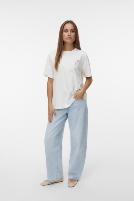 Vero Moda witte dames t-shirt | Model vooraanzicht