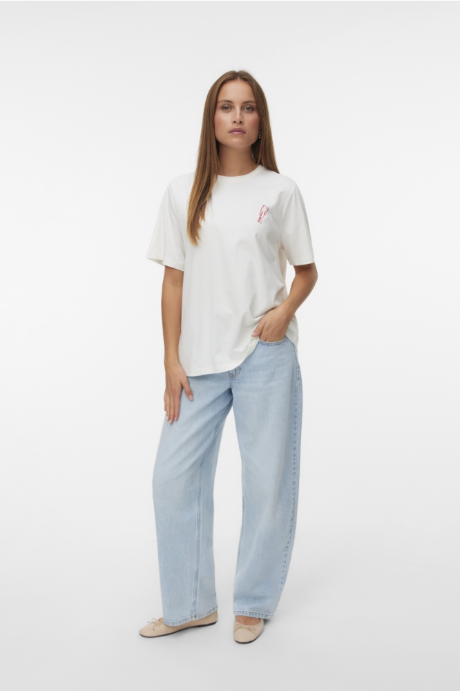 Vero Moda witte dames t-shirt | Model vooraanzicht