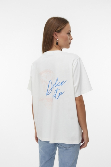 Vero Moda T-shirt VMCIARA CATY SS TOP BOX JRS 10341986 Snow White/OYSTER