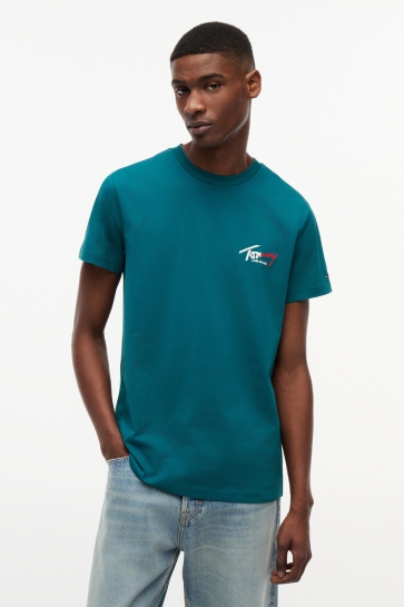 Tommy Jeans T-shirt TJM SLIM SIGN CHEST SS TEE EXT DM0DM22538 L8J POLAR TEAL