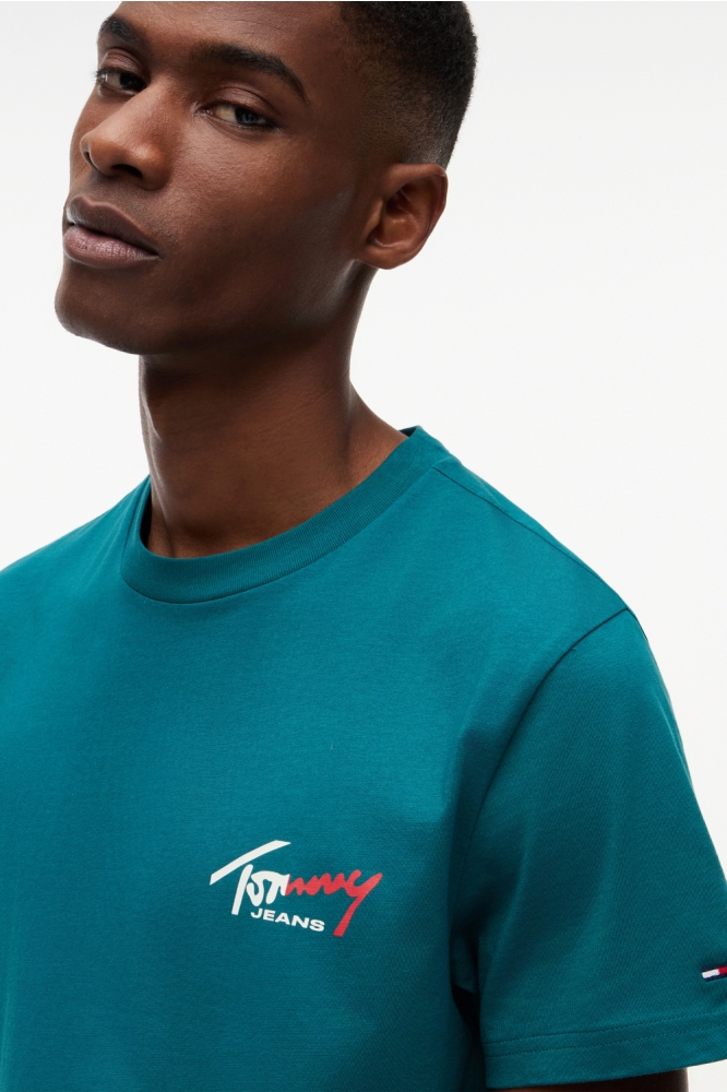 Tommy Jeans groene heren t-shirt | Close up